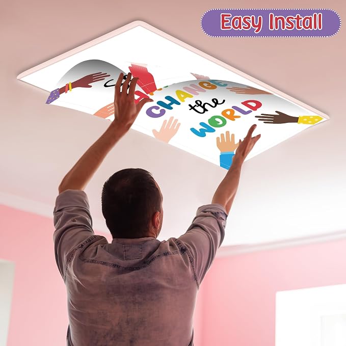8Pcs Classroom Light Covers for Fluorescent Lights, Retro Magnetic 2x4 FT - Image 4