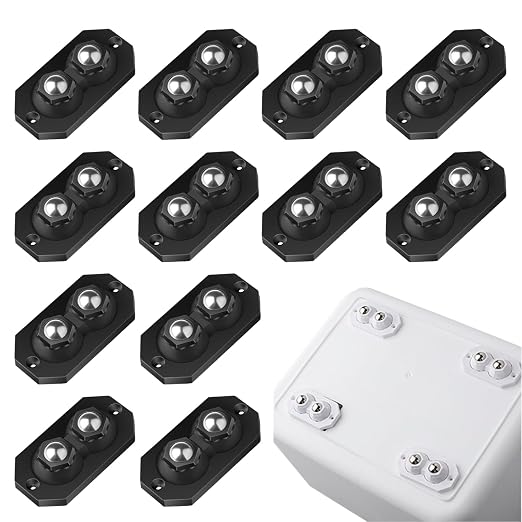 12 Pcs Self Adhesive Caster Wheels Stainless Steel 360° Swivel Low-Profile by YSKmanhuo