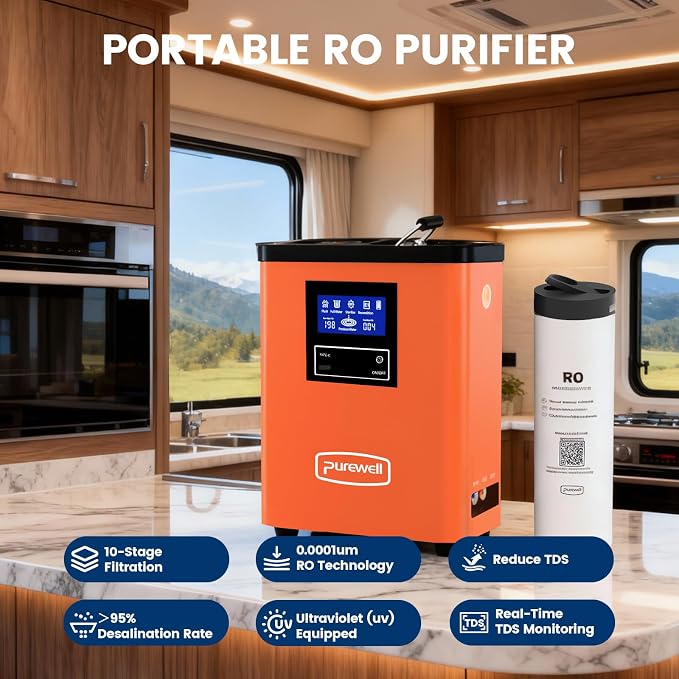 Purewell® K8680 RO Water Purifier System, 10-Stage RV Portable Water Filtration - Image 2