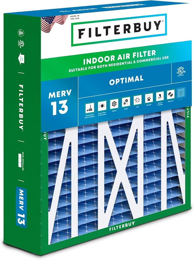 Filterbuy 20x23x5 Air Filter MERV 13 Optimal Smoke & Allergy Defense, Pleated by Filterbuy