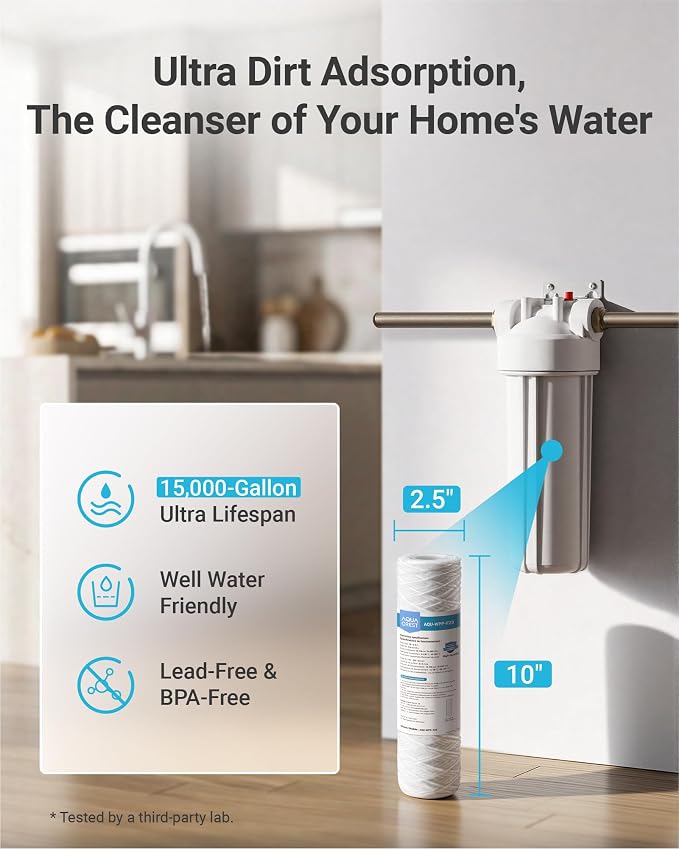 AQUA CREST AP110 5 Micron 10"x2.5" String Wound Whole House Water Filter - Image 2