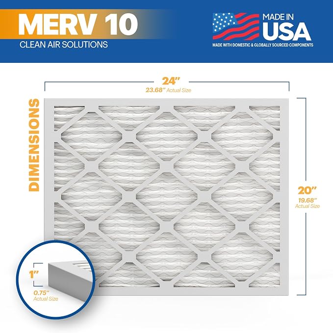 BNX TruFilter 20x24x1 MERV 10 AC Furnace Air Filter - Image 2