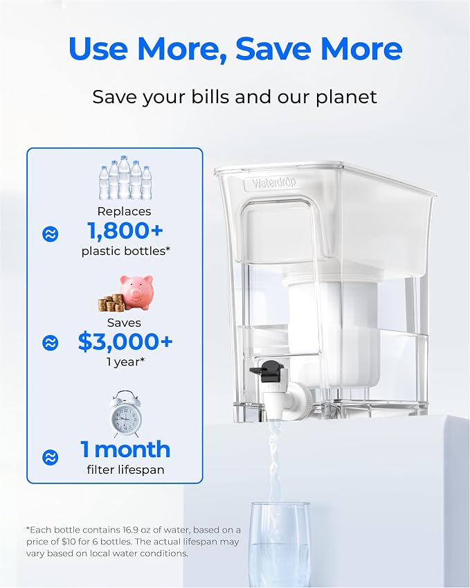 Waterdrop 0 TDS 35-Cup Slim Water Filter Dispenser, Large Capacity, PFOA/PFOS - Image 7