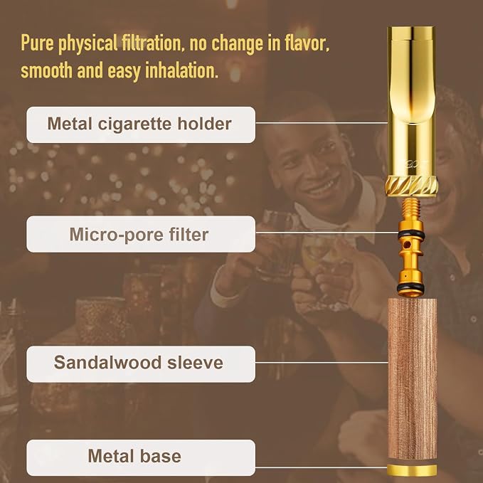 Reusable Washable Cigarette Filter Handcrafted Wood Metal Smoking Cigarette - Image 5