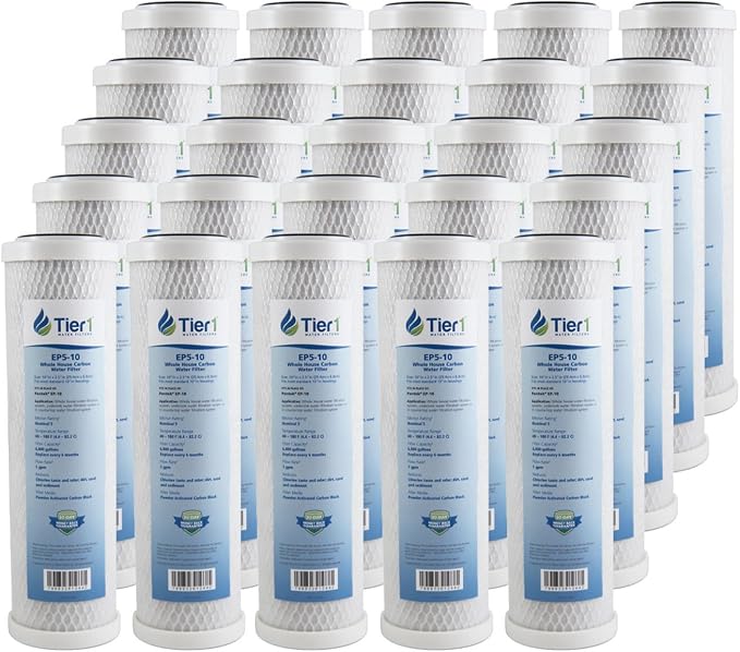 Tier1 5 Micron 10 Inch x 2.5 Inch | 25-Pack Whole House Carbon Block Water by Tier1