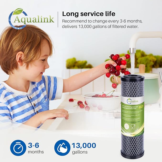 AQUALINK CTO10, 1 Micron 2.5" x 10" Whole House Carbon Water Filter Cartridge - Image 6