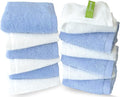 Washcloths 12 Pack 13" x 13" - Soft Wash Cloths for Your Face Towel, Wash Cloths for Your Body (White+Blue)