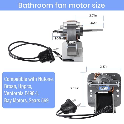2 Pieces Universal Bathroom Vent Exhaust Fan Motor, 50CFM 120V Replacement - Image 2
