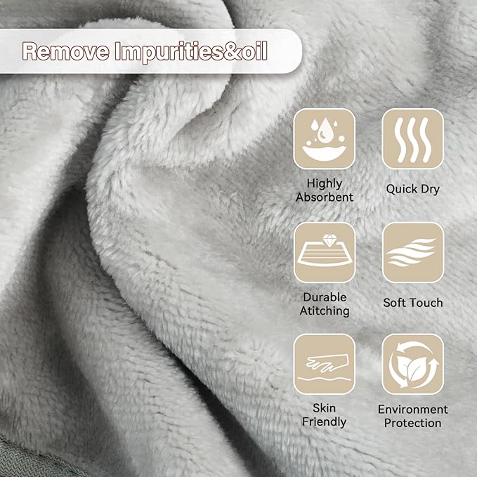 Nugilla Makeup Remover Cloths, 8 Packs Makeup Remover Towels Reusable Face Wash Cloth, Soft Microfiber Face Cloth for Women(Neutrals)