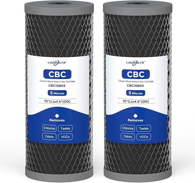 5 Micron 10" x 4.5" Whole House Activated CTO Carbon Block Water Filter by Locofiltr