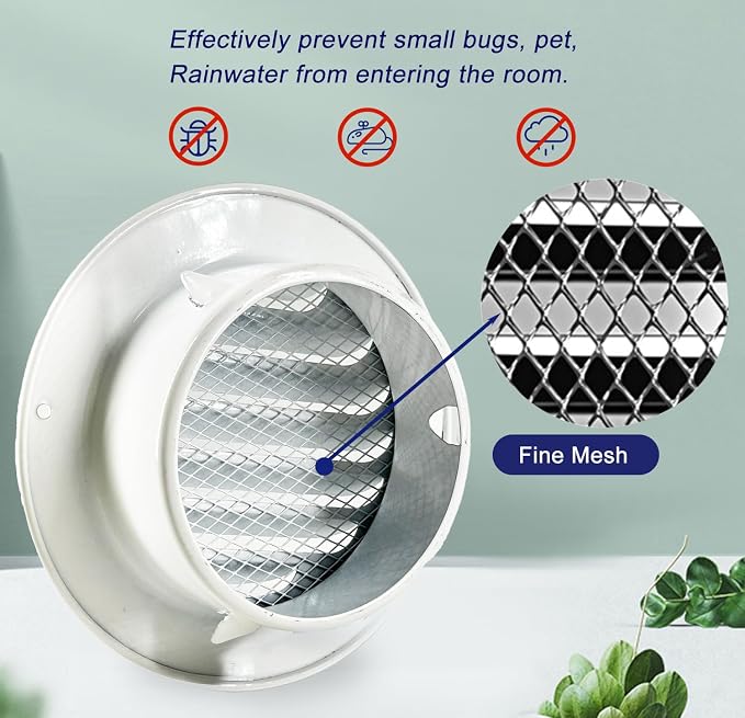 6 Inch White Soffit Vent Covers, LouanXpert Stainless Steel Round Air Vent - Image 5