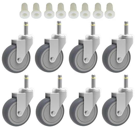 RILIDRI 3-Inch Swivel Stem Caster, 7/16-Inch Stem Diameter Rubber Wheel by RILIDRI