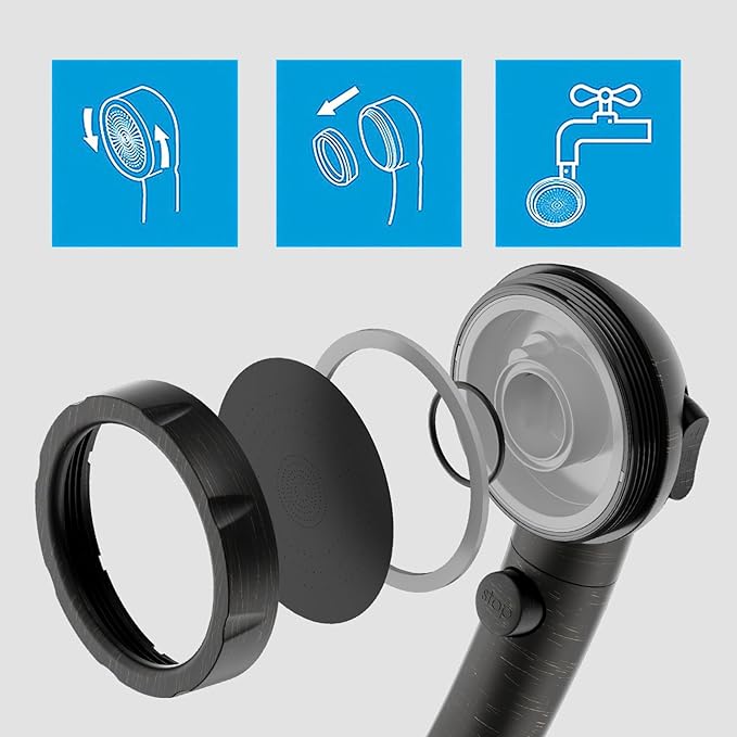 KAIYING High Pressure Oil-Rubbed Bronze Handheld Shower Head with ON/OFF Switch, 3 Spray Modes, Adjustable Angle Bracket, and Hose