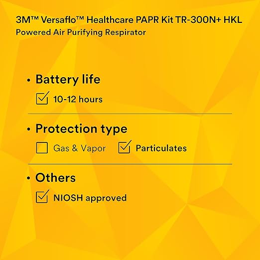 3M PAPR Respirator, Versaflo Powered Air Purifying Respirator Kit, TR-300N+ HKL - Image 11