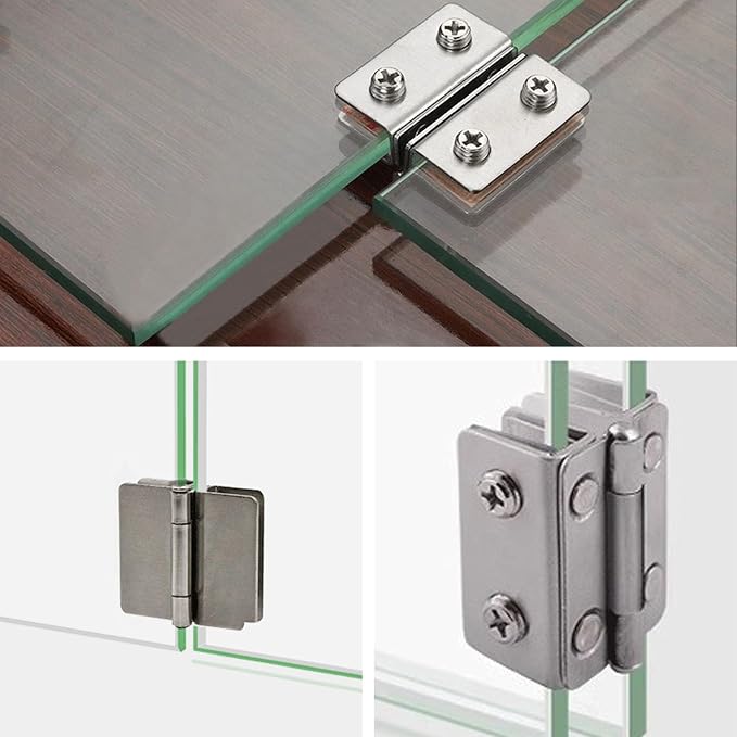 4PCS Glass Door Hinges Adjustable Double Glass Clamp Hinges Fits - Image 5