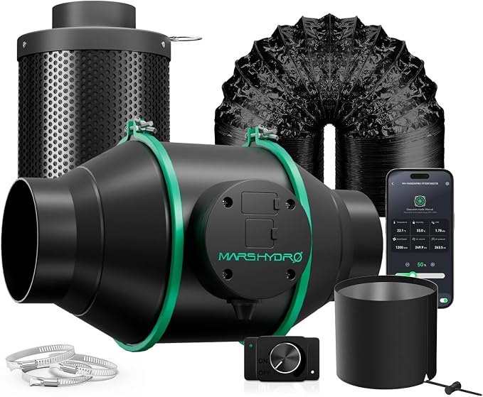 MARS HYDRO iFresh 4'' Inline Duct Fan Combo, Quiet Grow Tent Ventilation System by MARSHYDRO