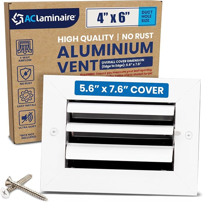 4x6 Aluminum HVAC Wall Register 1-Way Air Vent Cover Ceiling Quiet by ACLAMINAIRE