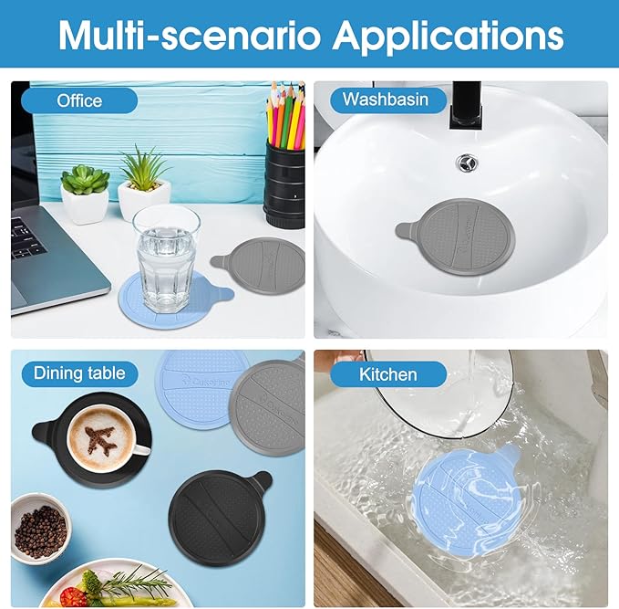 Silicone Drain Stopper for Shower & Tub,2-Pack,Shower,Sink,Bathtub,Floor Drain- Super Seal for Hair Clog Prevention,No More Leaks & Bad Smells - 5.9″x 7.3″ (Patented Product)