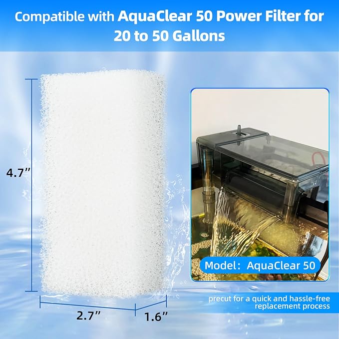 AQUANEAT 6-Pack Replacement Filter Sponge Pads, Aquarium Foam Insert Compatible - Image 2