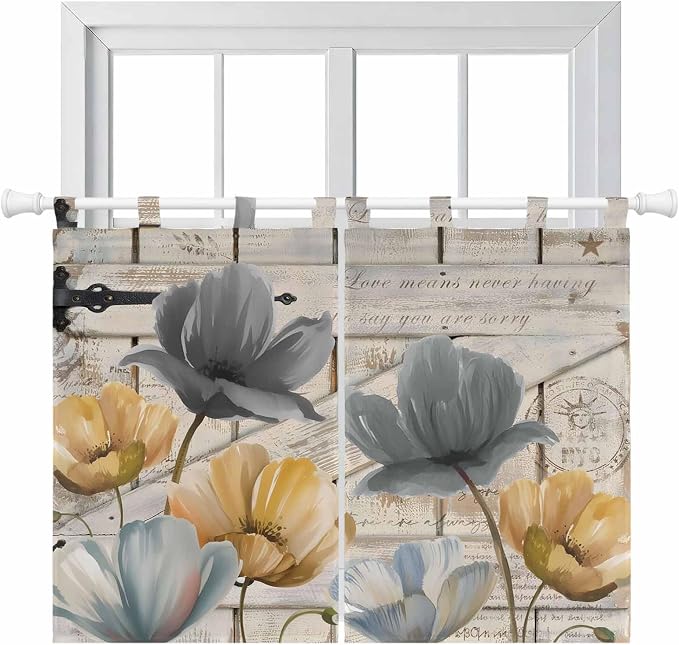 Spring Tulips Flower Bedroom Curtains 63 Inch Length, Window Curtains Tab Top by Unknown