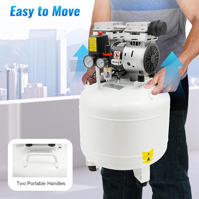 750W 40L Dental Medical Oil-Free Air Compressor, 115PSI 165L/min All-Copper - Image 5