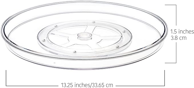 primebox 14" Lazy Susan Organizer. 360 Degree Rotating Turntable for Cabinets, Fridge, Pantry, Bathroom, Under Sink Organizing, Vanity, Countertops, Organizer for Spices Clear 2 Pack