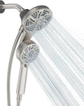 Cobbe High Pressure 3-Way Shower Head Combo, Hand Held Shower & Rain Shower Separately or Together, Dual 2 in 1 Showerhead with Stainless Steel Hose - Brushed Nickel