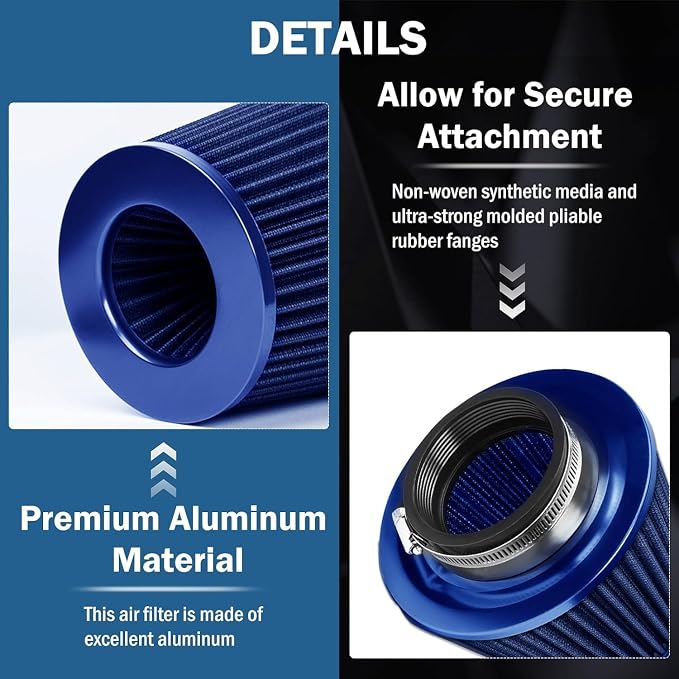 Universal Clamp-On Air Intake Filter, High Performance, Washable Filter - Image 8