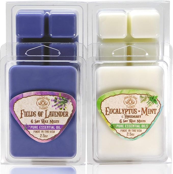 Eucalyptus-Mint and Fields of Lavender Essential Oil Soy Wax Melts/Tarts by WayOutWestCandles