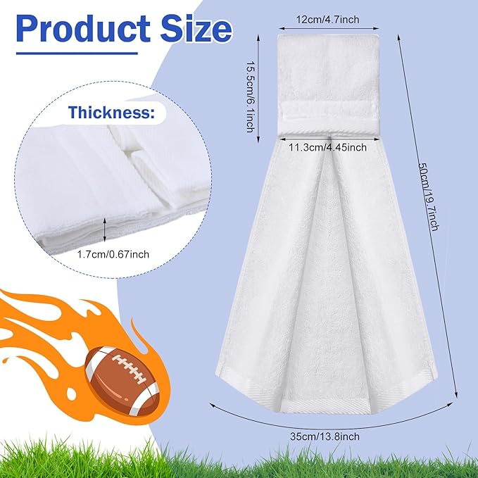 Shimeyao 2 Pcs Cotton Sports Football Towel with Closure Pitching Football Sweat Towel for Sports Gym Men Women Accessories(Blue, White, Various)