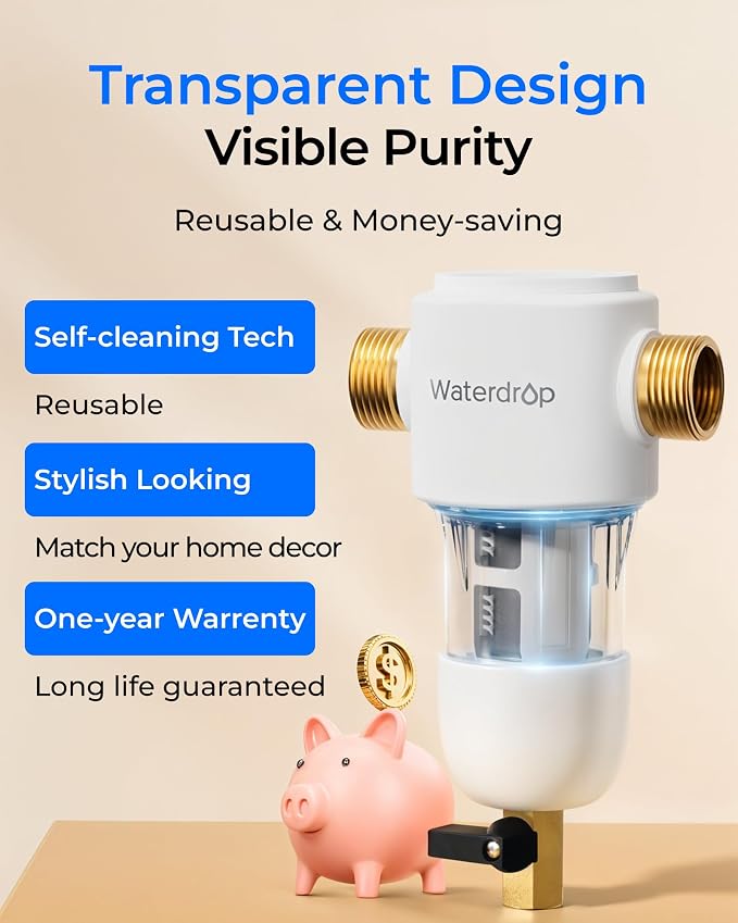 Waterdrop Spin Down Sediment Filter, 50/200 Micron Reusable Whole House Water - Image 9