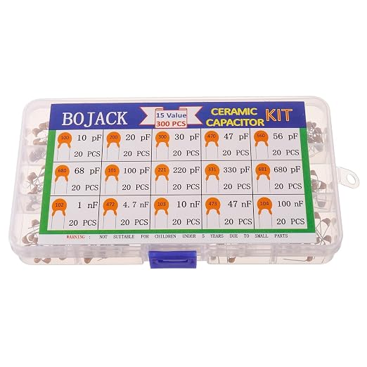 BOJACK 15 Values 300 Pcs Ceramic Capacitor 10 20 30 47 56 68 100 220 330 680 pF - Image 4