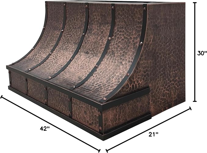 CT Copper Tailor Sloped Copper Vent Hood Wall Mount, 610 CFM Exhaust Fan - Image 9
