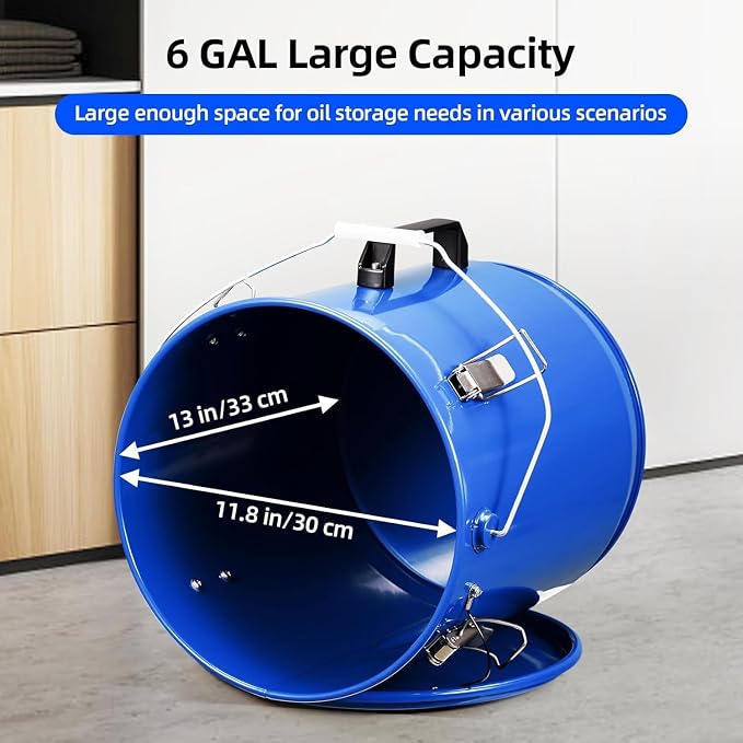 8 Gal Fryer Grease Bucket, Steel Oil Disposal Container - Image 5