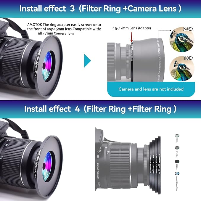 46mm Lens to 77mm Camera Lens Adapter, 46mm to 77mm Filter Step-Up Adapter Ring - Image 7