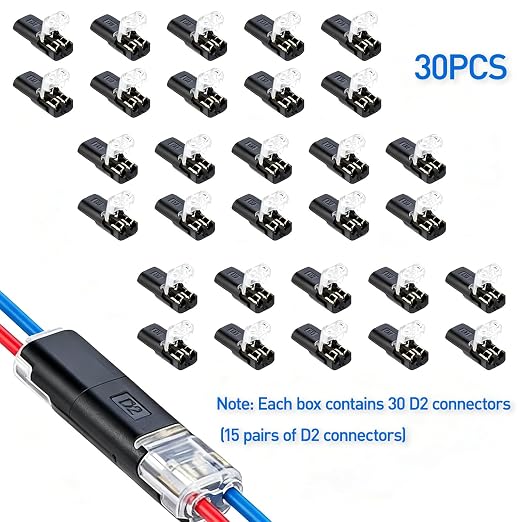 BOENFU Double Wire Plug in Connector, 30 Pack, 18-20 AWG, 2Pin Lock Strip - Image 2