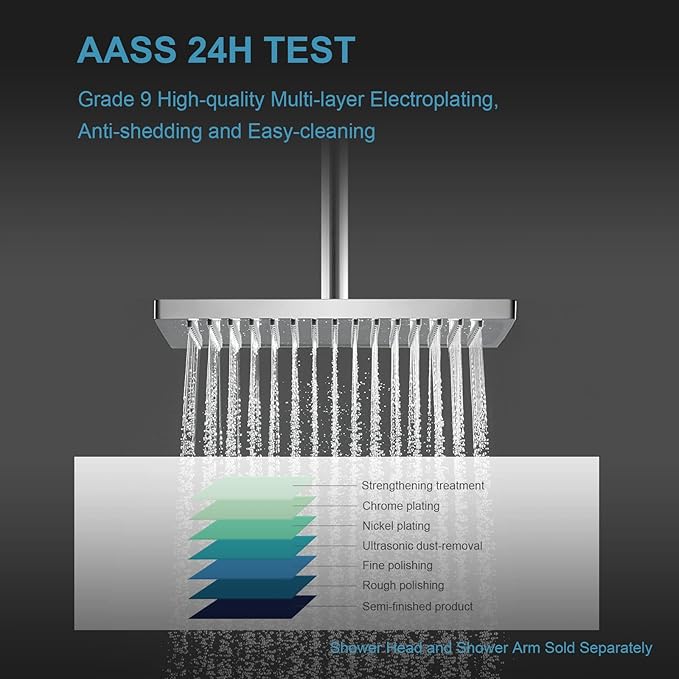 OFFO Shower Arm with Flange, 24 in Ceiling Mount Replacement Rain Shower Head Straight Arm Ceiling-Mounted For Fixed Shower Head & High Pressure Rain, Chrome