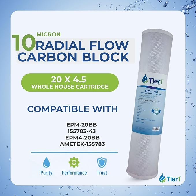 Tier1 10 Micron 20 x 4.5 Water Filter | Whole House Radial Flow Carbon - Image 2