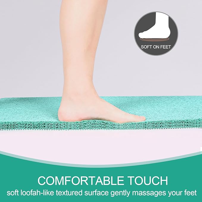 Joyhalo Shower Mats for Showers Anti Slip for Elderly, 32'' x 24'' Non Slip Bath Mat for Inside Shower, Bath Tub Mats for Bathroom Non Slip for Shower, PVC Loofah Bathroom Mats, Aqua