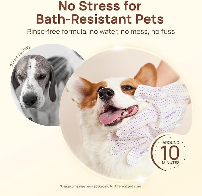 HICC PET Glove Wipes Pro – Pet Cleaning Gloves for Dogs & Cats – Infused with Coconut Oil & Plant Extracts – Hypoallergenic, Gentle, Spa-Like Care at Home, Portable 6 Pack-Coconut Scent