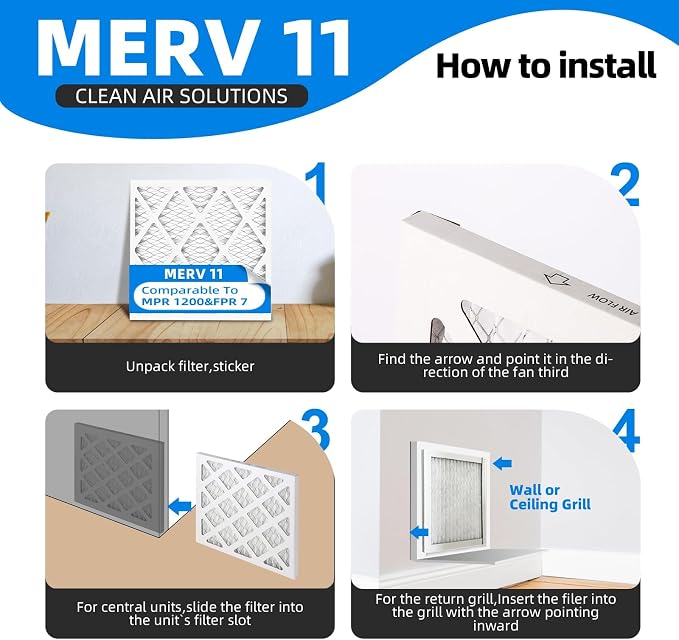 10x24x1 Air Filter, MPR 1200 & FPR 7, MERV 11 Pleated Air Filter - Image 4