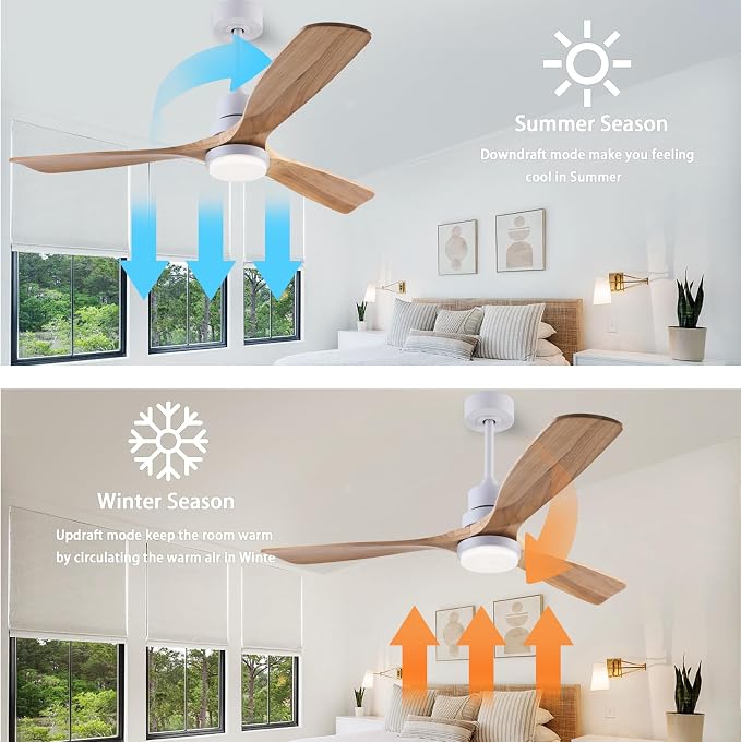 QUTWOB 48" Wood Ceiling Fan - Image 3