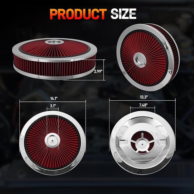 14"x3" High Flow Round Air Cleaner Filter Assembly Kit - Image 7