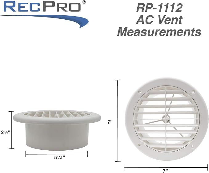 RecPro RV AC 5" Side Vent | Optional Charcoal Filter | White | Camper - Image 3