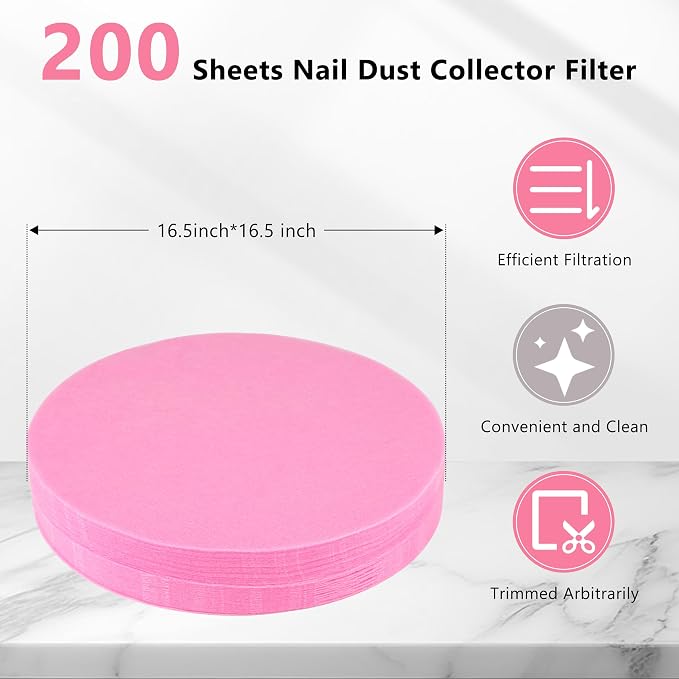 200 Sheets Nail Dust Collector Filter Paper Disposable Nail Dust Filters - Image 3