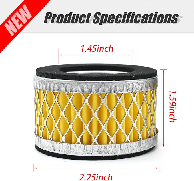 8 Pcs Air Compressor Filter Intake Paper Filter Elements 2.6 x 1.6 Inches - Image 2