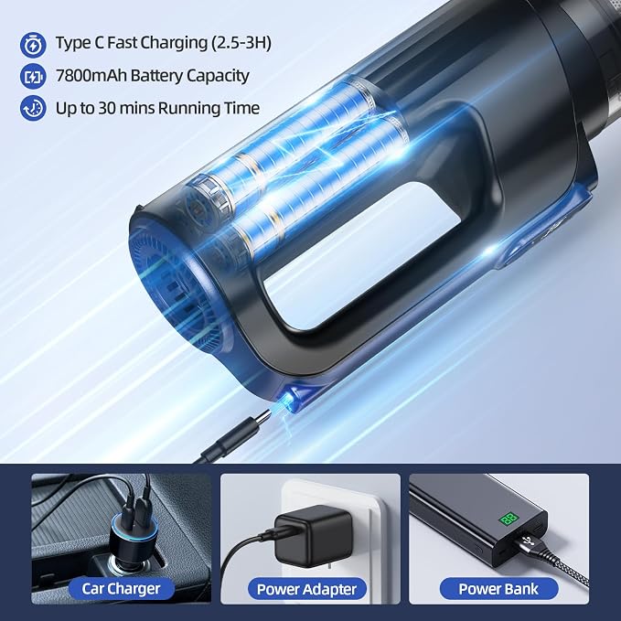 Car Vacuum Portable Cordless, 18000Pa 2 in 1 Vacuum Cleaner&Air Duster - Image 8