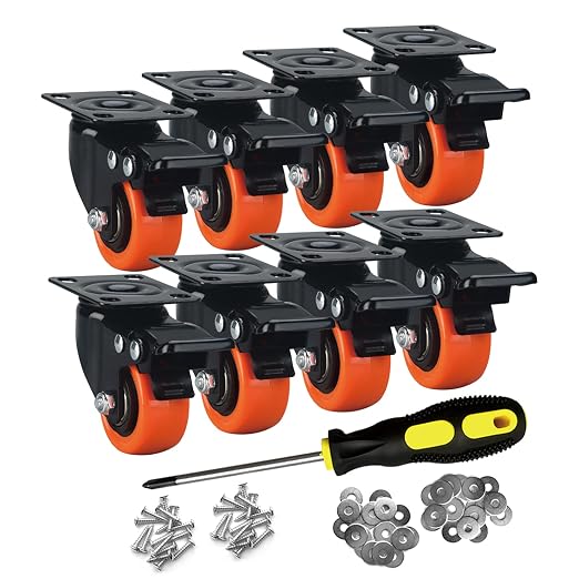2" Caster Wheels Set of 8, Heavy Duty by ASHGOOB
