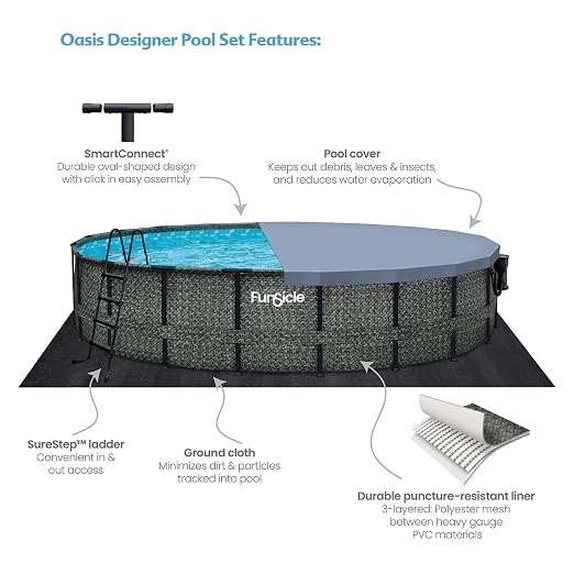 Funsicle 20' x 48" Oasis Designer Round Frame Above Ground Outdoor Swimming Pool - Image 2