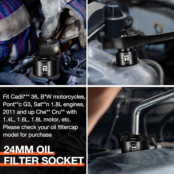 BLACKROBOT 24mm Low Profile Oil Filter Socket, 3/8" Drive 6-Point Oil Filter - Image 7